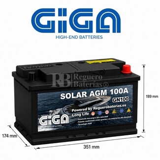 Compra Bater�a GIGA 12V 100Ah AGM N�utica y Solar | M�xima Potencia de Arranque